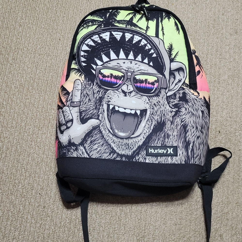 Hurley Tropical Monkey Graphic Backpack - Neon Sunset Colors